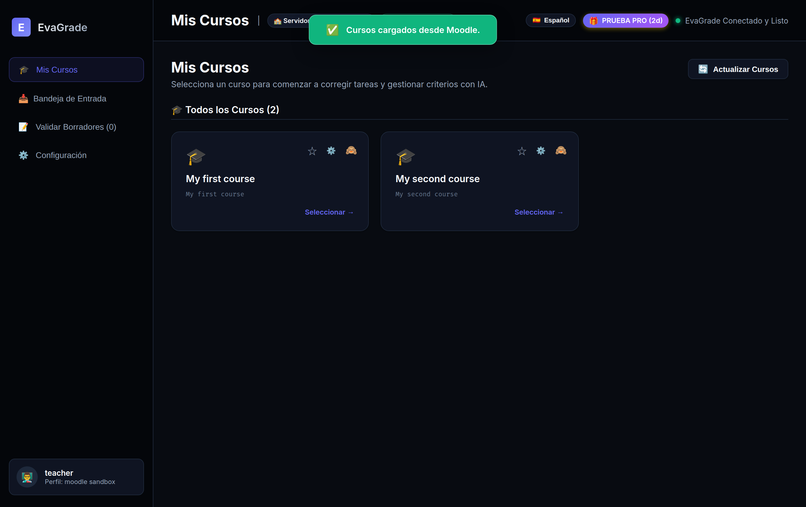 EvaGrade Desktop Interface Screenshot